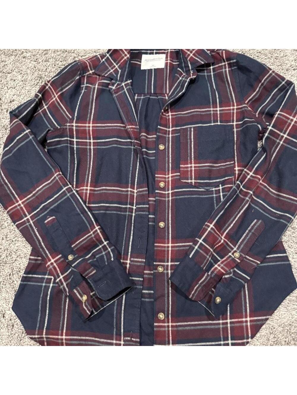 Abercrombie & Fitch Soft A&F Collection Plaid Button-Up Flap